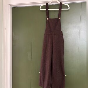 Roolee Overalls Jumpsuit Herringbone Wide Leg Wool Blend